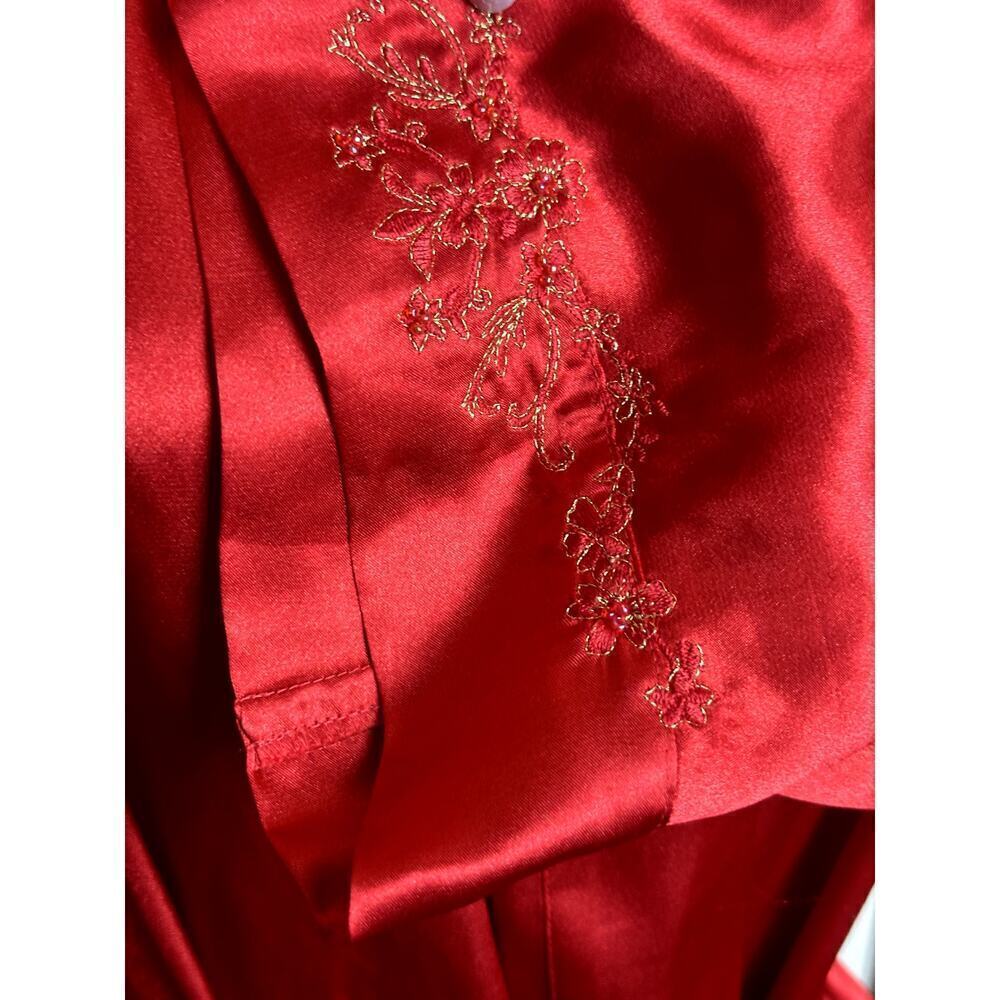 Morgan Taylor Red Faux Silk Robe Women's Size S - Picture 4 of 6